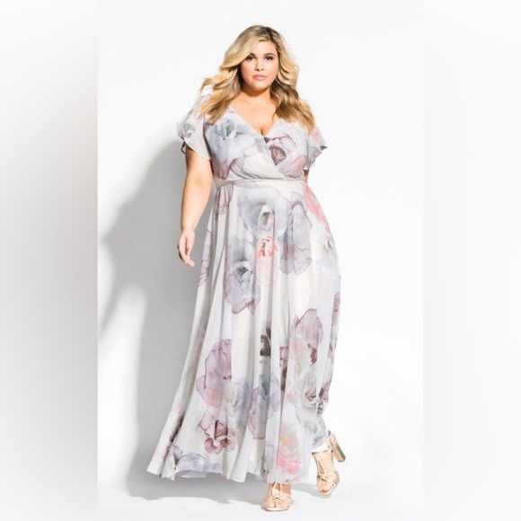 City Chic Dresses & Skirts - City Chics maxi Bella Rosa ivory floral dress Sz XXL